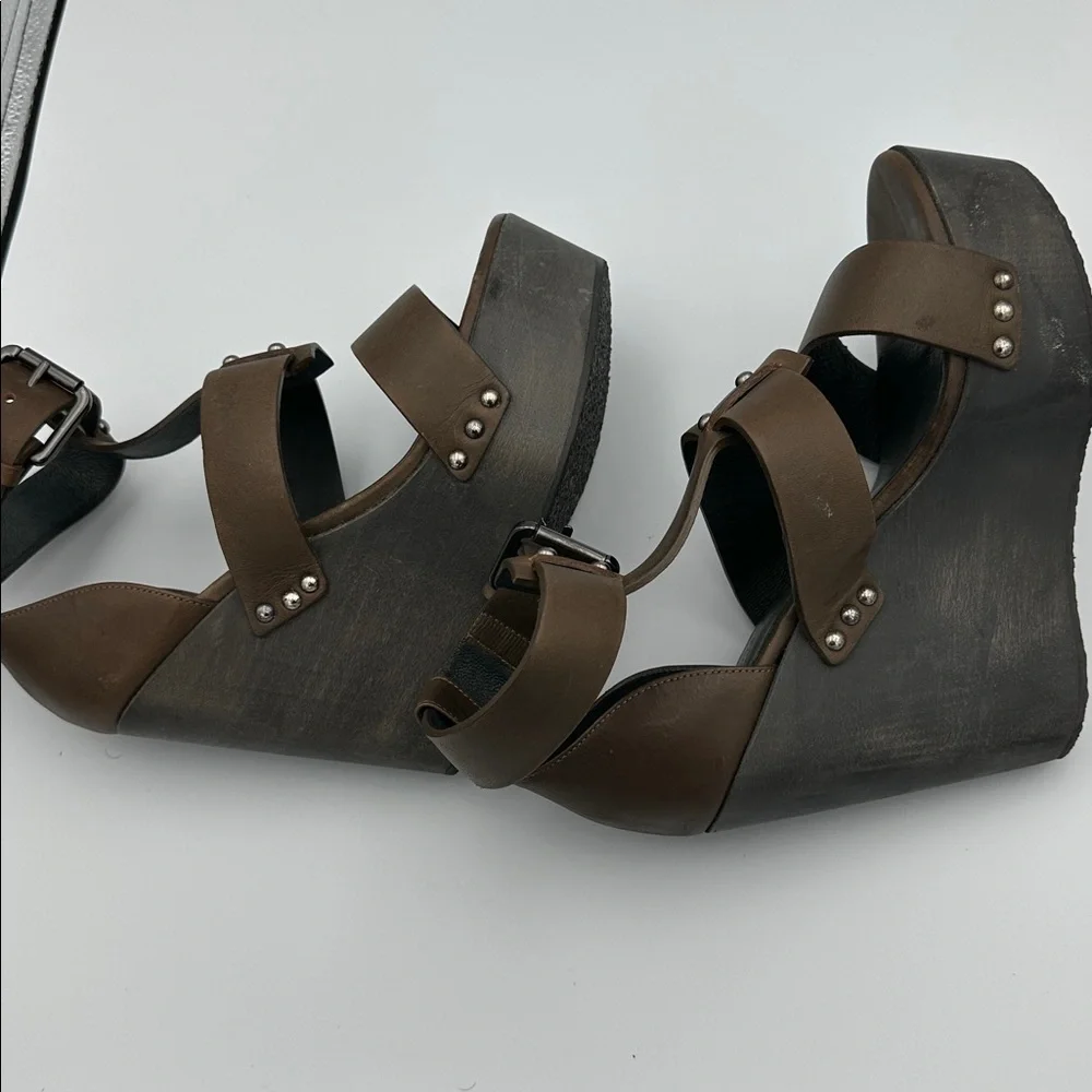 AllSaints Rotchko Strappy Wedge Platform Sandal Genuine Leather High Heel Sz39